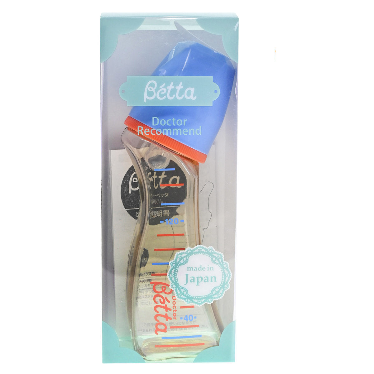 Bétta - 鑽石形PPSU奶瓶 (粉藍蓋) 120ml (平行進口) (60082)