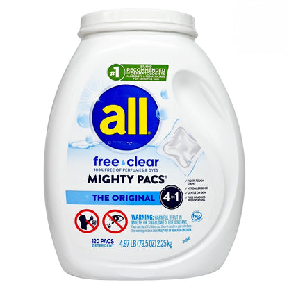all free clear MIGHTY PACS 無香無色素洗衣凝珠 (120粒) Laundry Capsule & Ball Laundry Balls 圖1