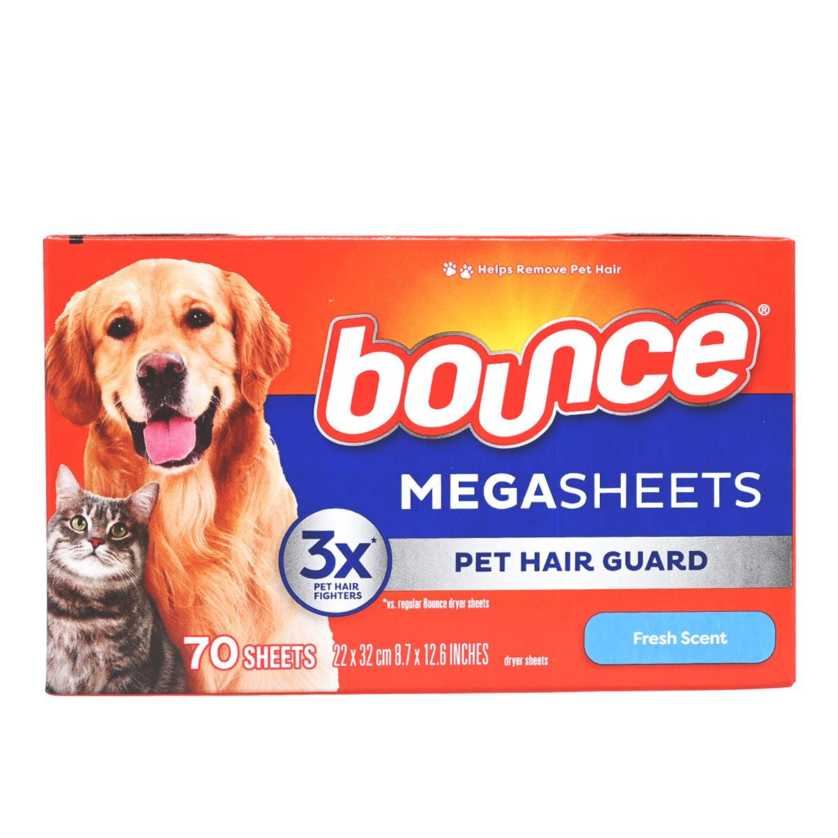 bounce - MEGASHEETS 乾衣機防靜電紙 寵物毛髮防護 (清新香氣) 70片 (平行進口)