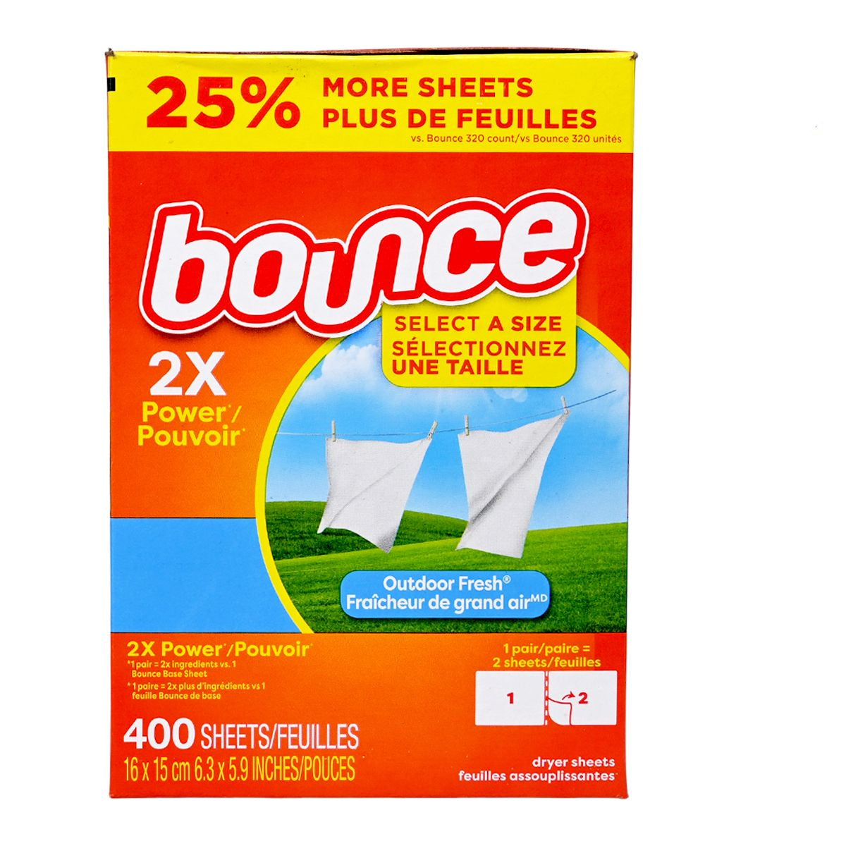 bounce - 5合1防靜電衣物柔順紙 400張 #兩倍效力烘乾紙[增量裝](平行進口)
