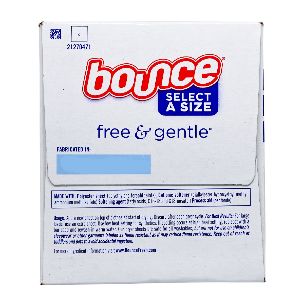bounce -乾衣機低致敏配方防靜電紙 寵物毛髮防護 [無香型] 400張（超值裝）(平行進口) (01152)