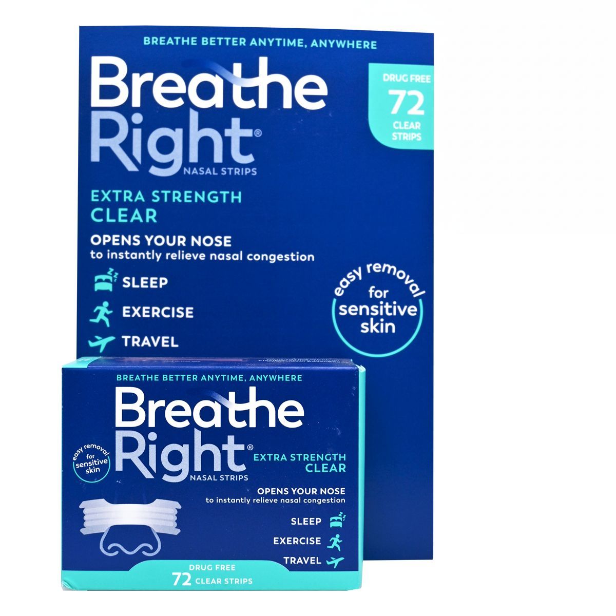 Breathe Right 緩解鼻塞鼻貼(特強型)[敏感肌膚] 透明色72條(00542-G) Health Accessories Ear Nose & Throat Medicine 圖1