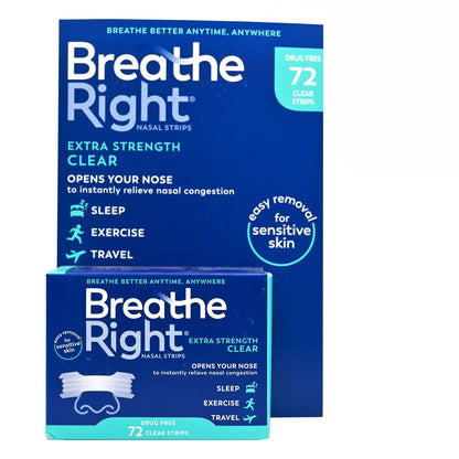 Breathe Right 緩解鼻塞鼻貼(特強型)[敏感肌膚] 透明色72條(00542-G) Health Accessories Ear Nose & Throat Medicine 圖1