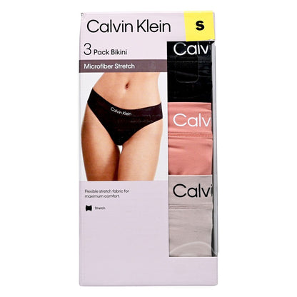 Calvin Klein 女士3件套裝比基尼內褲 [1 套] S 碼 [超細纖維彈性布料] Lingerie 圖4