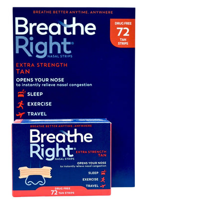 Breathe Right - [NEW PACKING]緩解鼻塞鼻貼(特強型)棕褐色72條(00559-R)(平行進口)