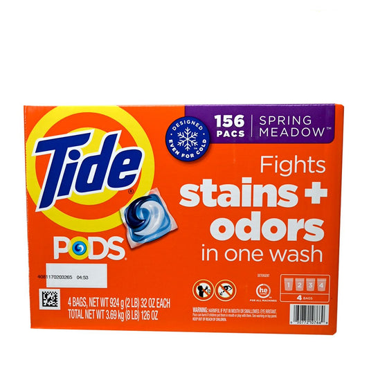 汰漬 - [原箱-新包裝]Tide Pods 汰漬 三合一即溶強力洗衣球 39X4包 (156粒) Spring Meadow(07669) (平行進口)