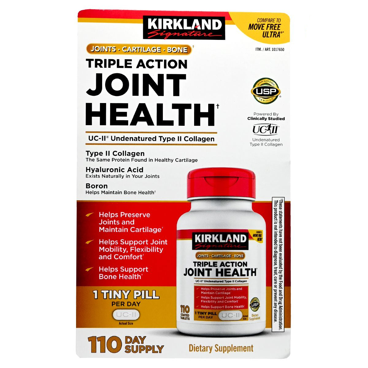 Kirkland Signature [新包装]三重骨骼和關節健康 (膠原蛋白+透明質酸) 110粒 底 Bones & Joints 圖1