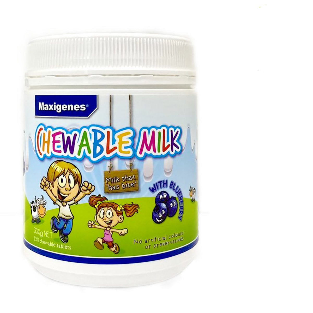Maxigenes - 美可卓 藍莓味咀嚼牛奶片 護眼補鈣 150粒 EXP:2027年7月(平行進口) (9344949000167)