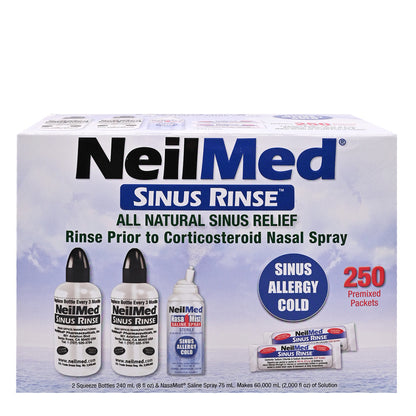 NeilMed - 洗鼻沖洗套件 + 洗鼻噴霧 75ml + 250包鹽粉 套裝(平行進口) (22185)
