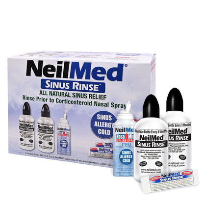 NeilMed - 洗鼻沖洗套件 + 洗鼻噴霧 75ml + 250包鹽粉 套裝(平行進口) (22185)