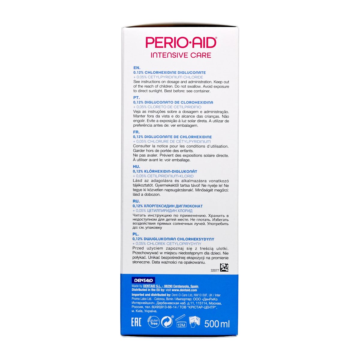 PERIO-AID AID - PERIO AID - [香港行貨]牙周加護漱口水 強效配方 (0.12% CHX+ 0.05% CPC) 500 ml [藍色] Mouth Rinse & Denture Cleaners Mouth Rinse & Denture Cleaners 圖2