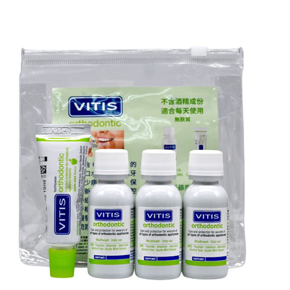 VITIS 牙箍護理牙膏 15ml X1 及漱口水 30ml X3 旅行套裝 (清新蘋果薄荷味) Toothpaste Mouth Rinse & Denture Cleaners Teeth Whitening 圖1